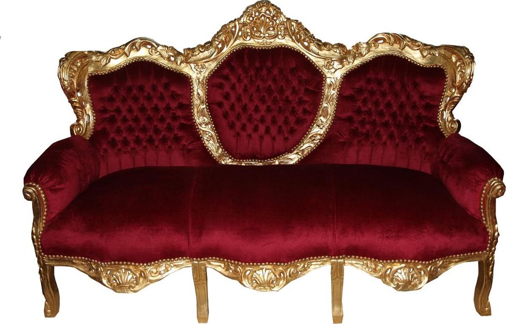 Casa Padrino Barock 3er Sofa King Bordeaux Rot / Gold Mod2 Produktbild 