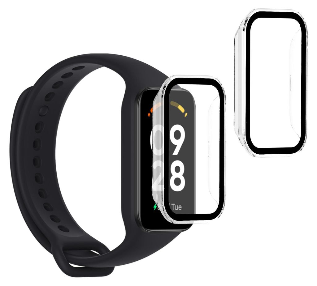 kwmobile 2x Glas Hülle für Xiaomi Redmi Smart Band 2 Schutzhülle - Fullbody Fitnesstracker Case Set aus Glas - Transparent