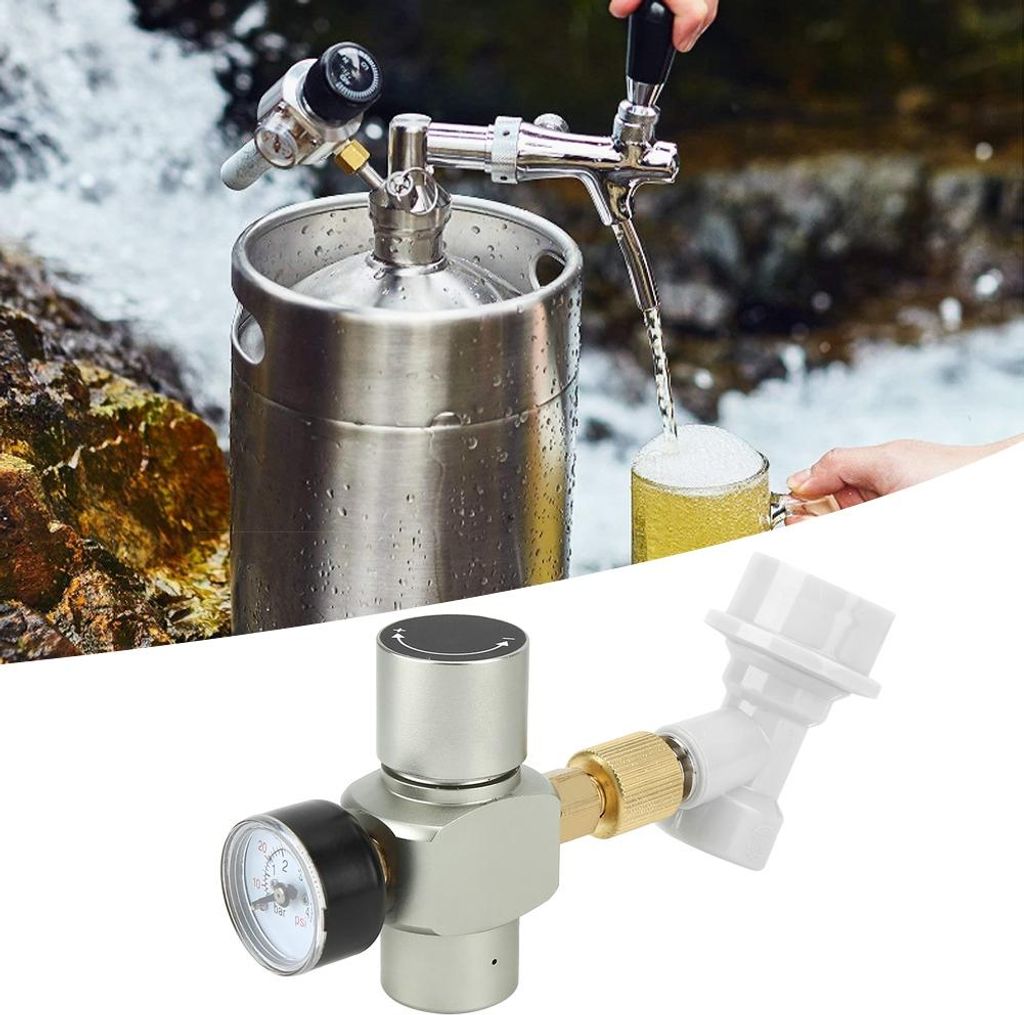 Homebrew Bier CO2-Regler Ladegerät Gas Trennschalter mit Kunststoff-Anschluss 0-60PSI