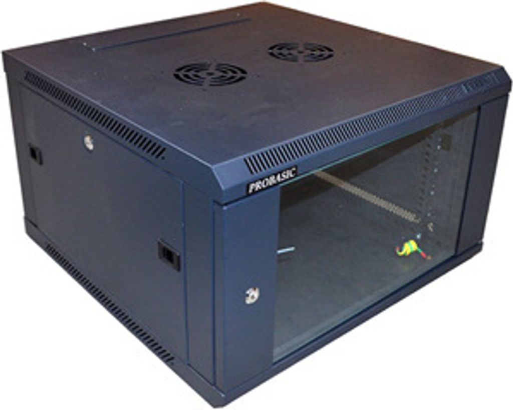RACK 19" nástěnný ZETA 6U 600x600 RAL9004, dveře sklo k Obrázek produktu 