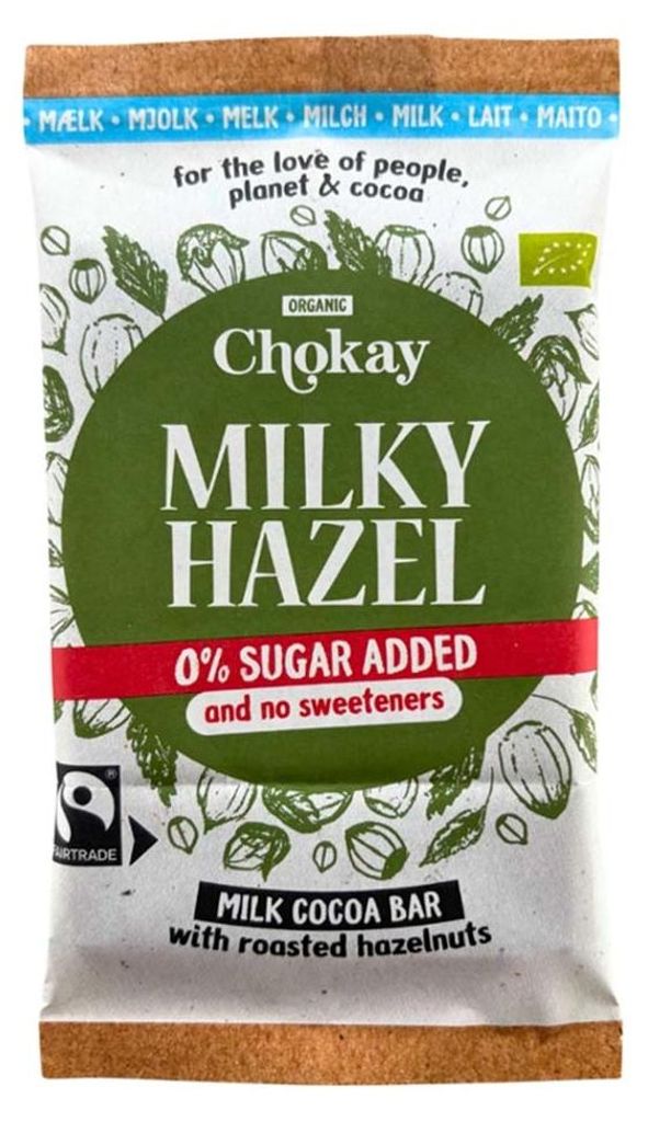 Tafelchocolade - Melkchocolade met hazelnoot, 70g | CHOKAY Productafbeelding 