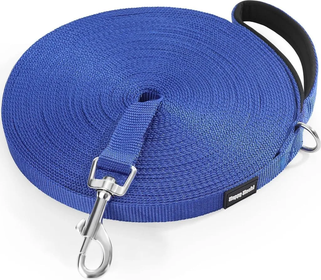 Longe de dressage 5m en nylon bleu pour petit et grand chien actif