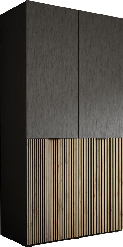 Kleiderschrank, Graphitschwarz / Wotan-Eiche, 100 x 200 x 51 cm