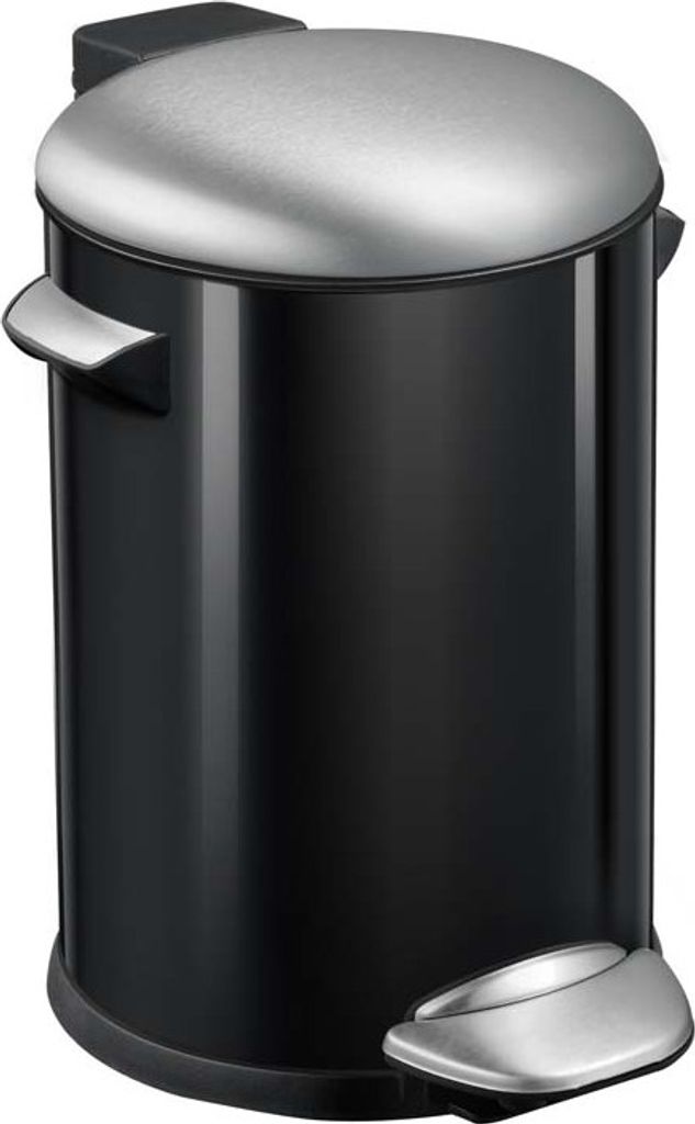 EKO - Belle Deluxe Treteimer 20 Liter - Steel Plastic - Schwarz, Matt Edelstahl