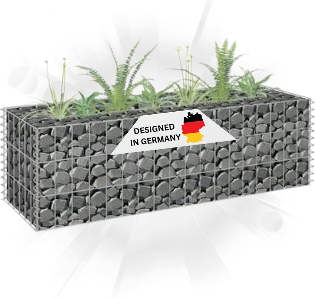 DELUKE® Gabionen Hochbeet ROON aus Stahl | 90x30x30cm | Produktbild 