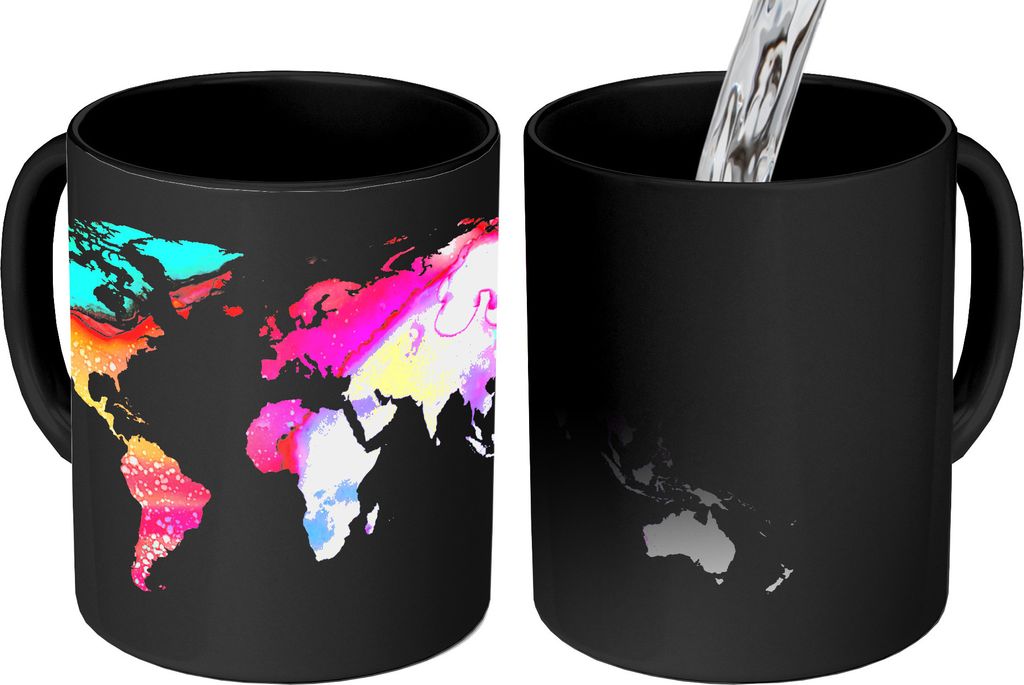 MuchoWow Zauber Tasse Zaubertasse Magic Karte - Regenbogen - Farbe 350 ml Farbwechsel Becher Geschenk Geschenkidee - Magic-Tasse - Fototasse - Ke...