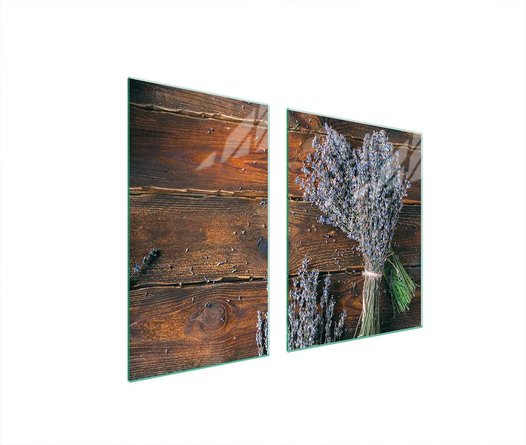 Copri Fornelli 2 Pezzi 100x52 Vetro Temperato Lavanda Legno | Tagliere