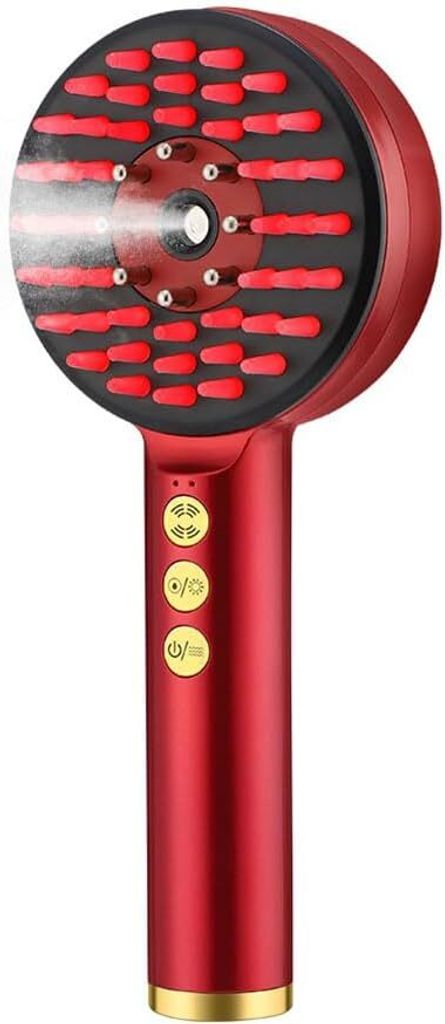 EMS-Vibrations-Kopfhautmassagekamm, Nanozerstäubter Tragbarer Haarfollikelkamm mit Rotem und Blauem Licht, Massagegerät Gegen Haarausfall