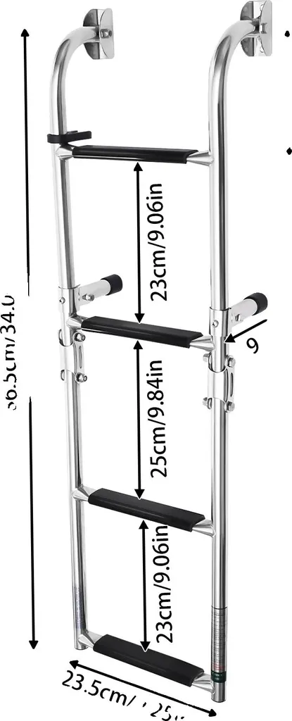 Échelle marine inox 4 marches avec structure renforcée argentée