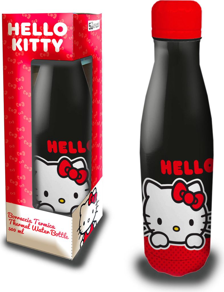 Hello Kitty Water Bottle Schwarz I Hello Kitty Wasserflasche | Trinkflasche 500ml
