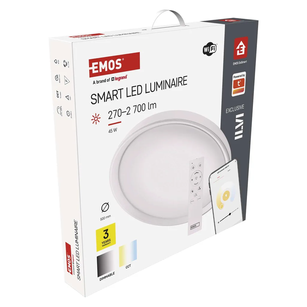 Plafonnier LED WiFi EMOS GoSmart ZM5192 45W 500mm Blanc Rond CCT - 13