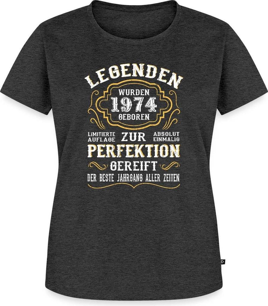 Spreadshirt Legenden wurden 1974 Geboren Geschenk Frauen Premium T-Shirt, 3XL, Anthrazit meliert