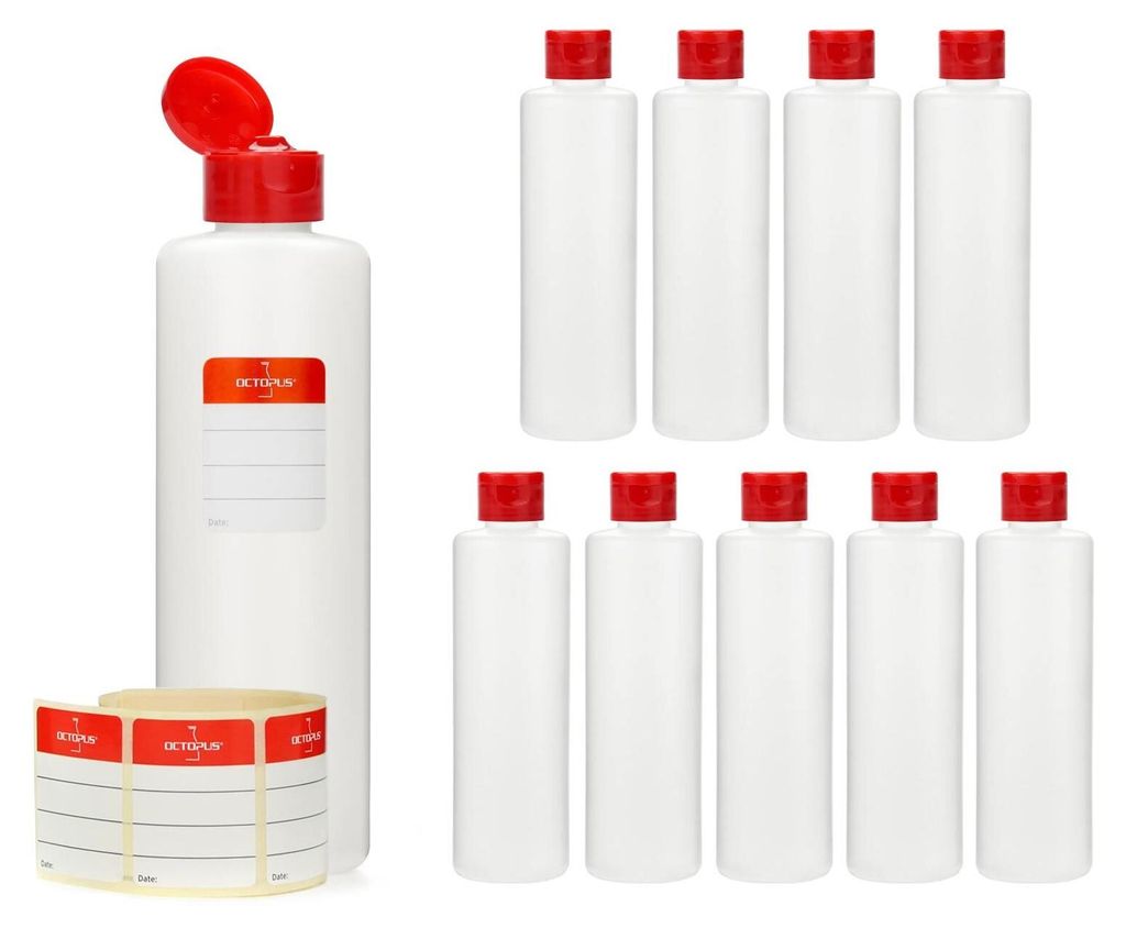 10 Plastikflaschen 250 ml rund aus HDPE, natur, G25, Produktbild 