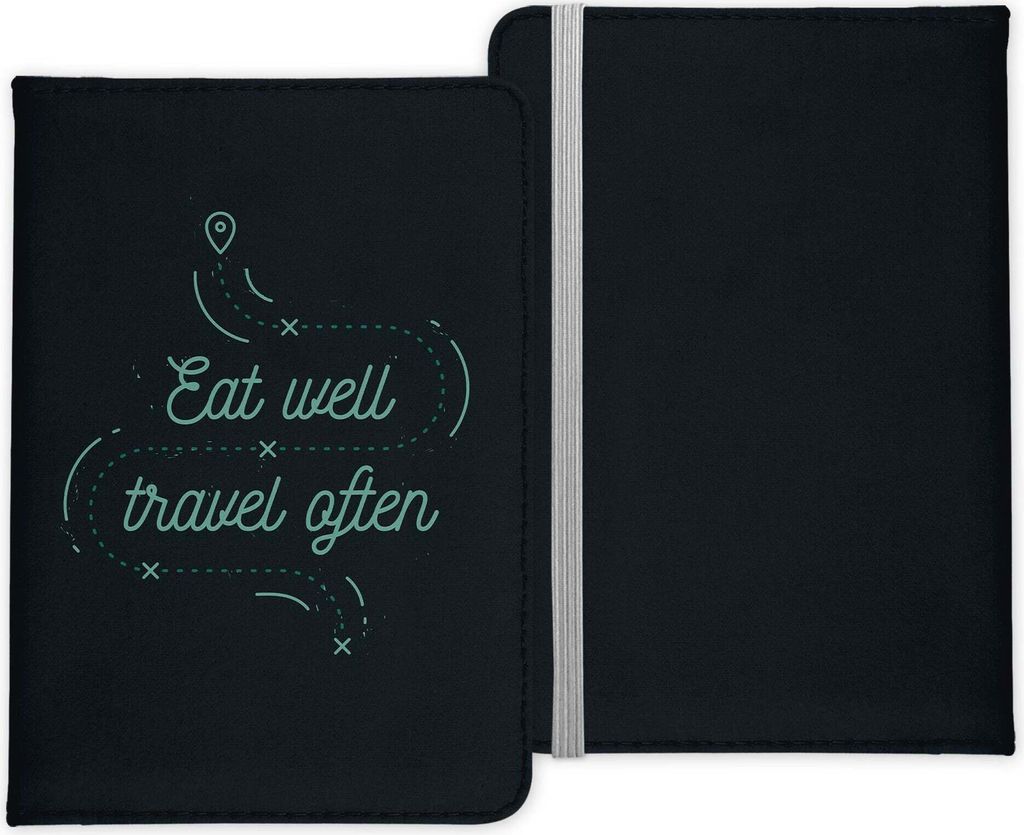 22Feels Reisepasshülle Organizer Reisen Gadgets Eat Well Travel Often Urlaub Kunst-Leder Etui Cover Frauen Männer Kinder