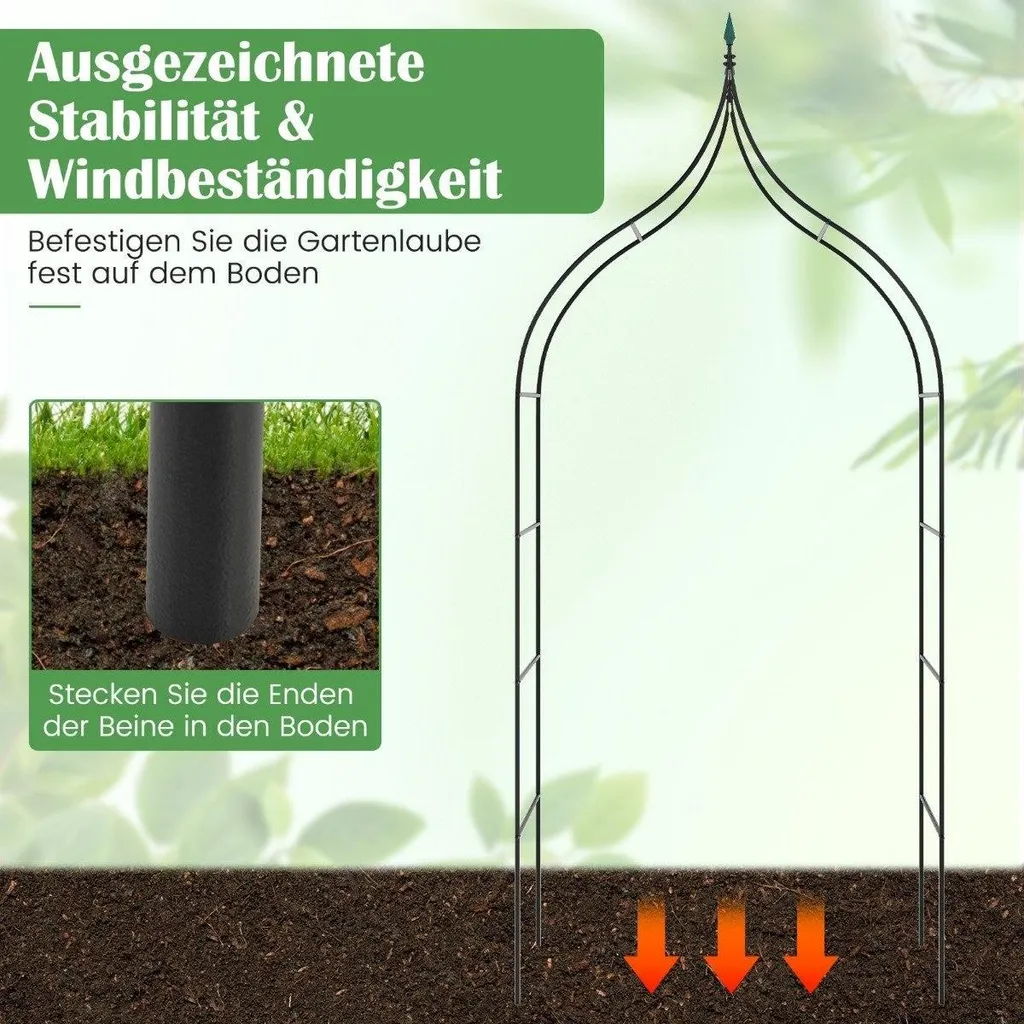 Arche de jardin gothique haute 287 cm en métal robuste et décorative - 5
