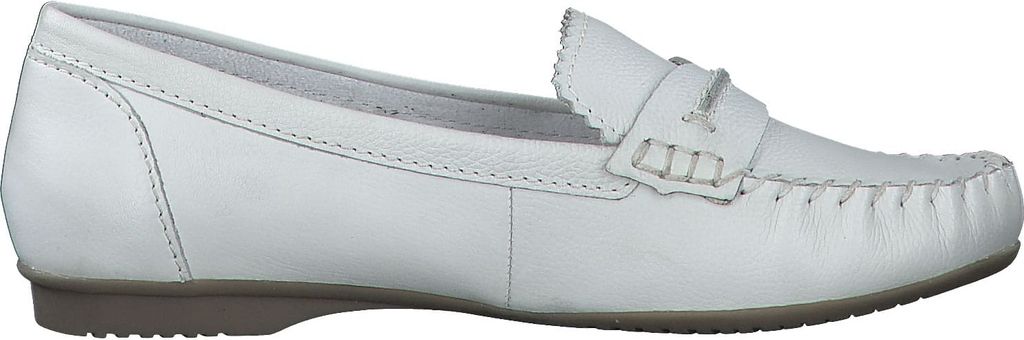 MARCO TOZZI Damen Slipper Leder Ballerina Loafer Ziernaht 2-24225-42, Größe:37 EU, Farbe:Weiß