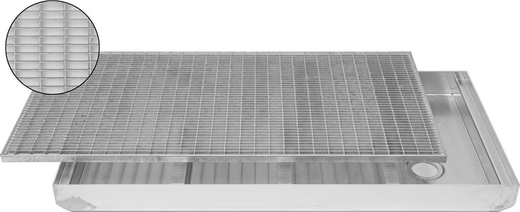 Schuhabstreifer Gitterrost Maschenrost MW 30/10 + ALU Bodenwanne Fußabtreter mit Wanne