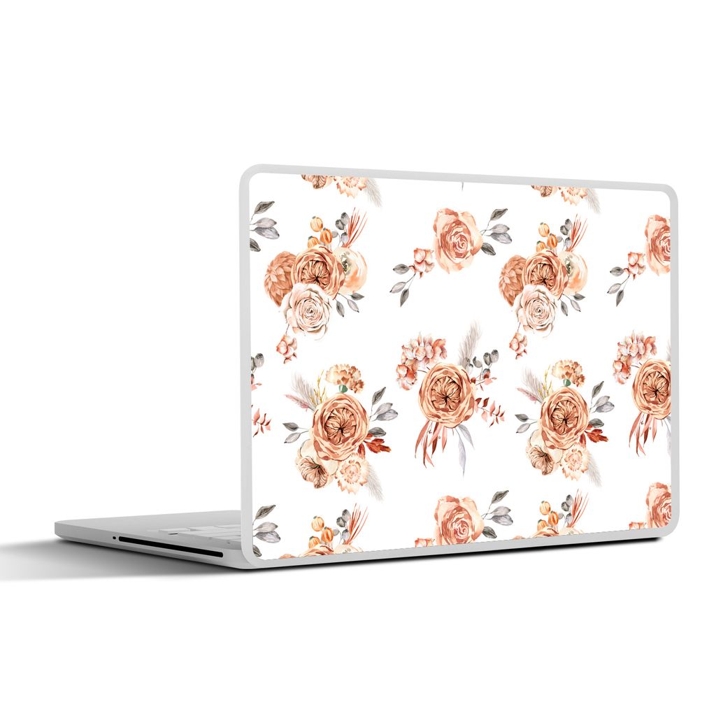 MuchoWow Laptop Aufkleber Sticker Cover Rosen - Bohème - Braun 40x30 cm - Laptop Dekoration - Selbstklebend