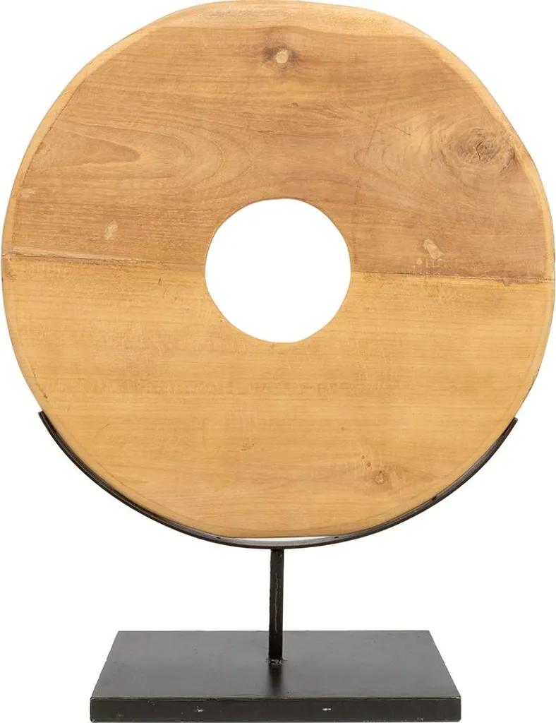 Objet design bois de teck massif et fer - Finition artisanale 60 cm