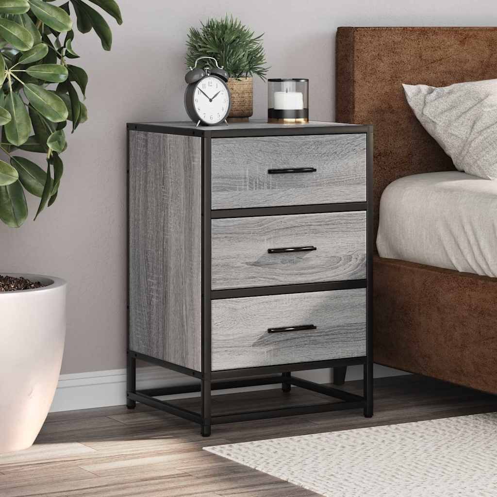 Maison Exclusive - Nachttisch Grau Sonoma 40x34,5x60 cm Holzwerkstoff und Metall