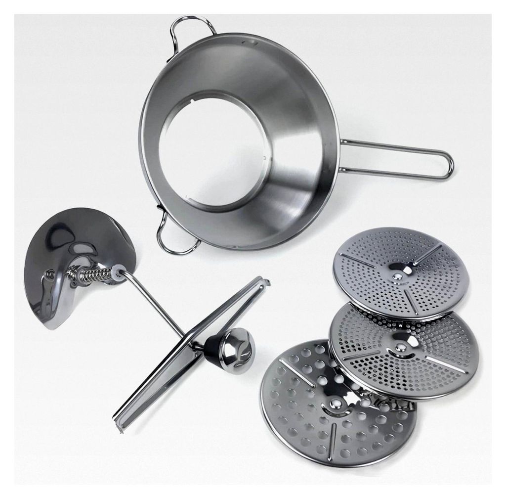 Edelstahl Passiermühle mit 3 austauschbaren Einsätzen für Marmelade, passierte Tomaten, Gelees, Suppen und Babynahrung, leicht zu reinigen, spü...