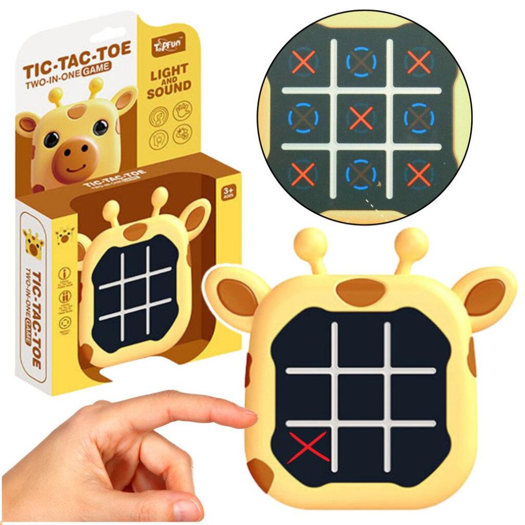 Leantoys Elektronisches Spiel 3in1 Tic Tac Toe Memory Giraffe Gelb