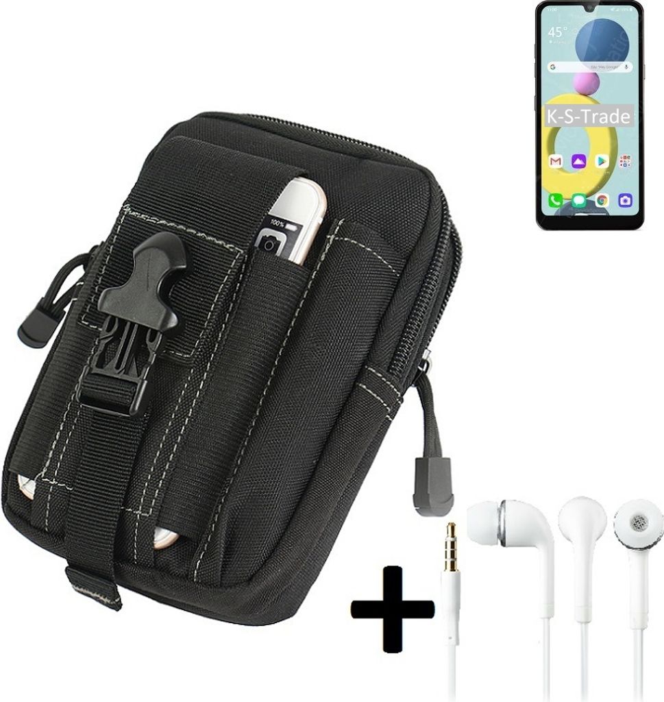 K-S-Trade Gürteltache + Kopfhörer kompatibel mit LG Electronics Xpression Plus 3 Gürtel Tasche Holster Schutz Hülle Handy Hülle schwarz inkl.