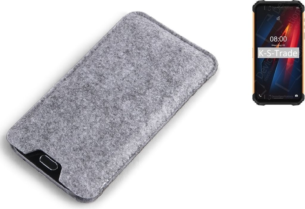 K-S-Trade Filz Handyhülle kompatibel mit Ulefone Armor 8 Schutzhülle Filztasche Filz Tasche Case Sleeve Handy Hülle Filzhülle grau