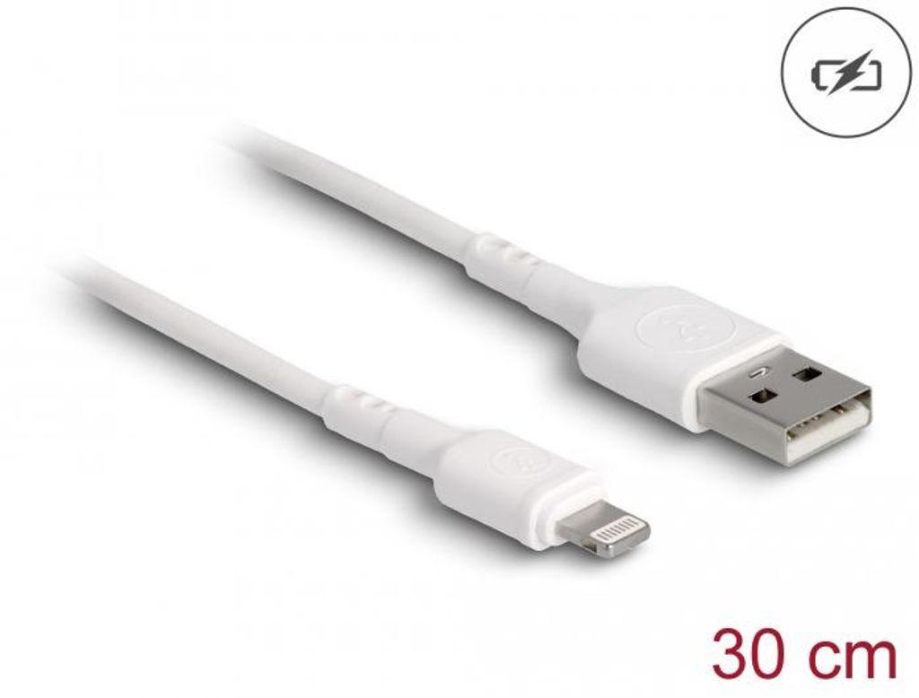 DELOCK USB Ladekabel für iPhone, iPad, iPod weiß 30 cm