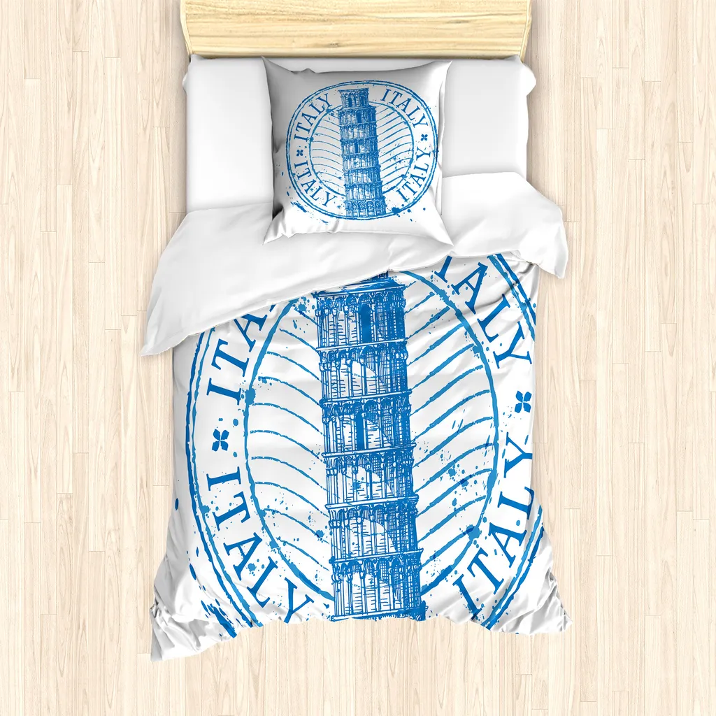 Set Letto Singolo ABAKUHAUS Pisa Vintage Blu Bianco Antiacaro