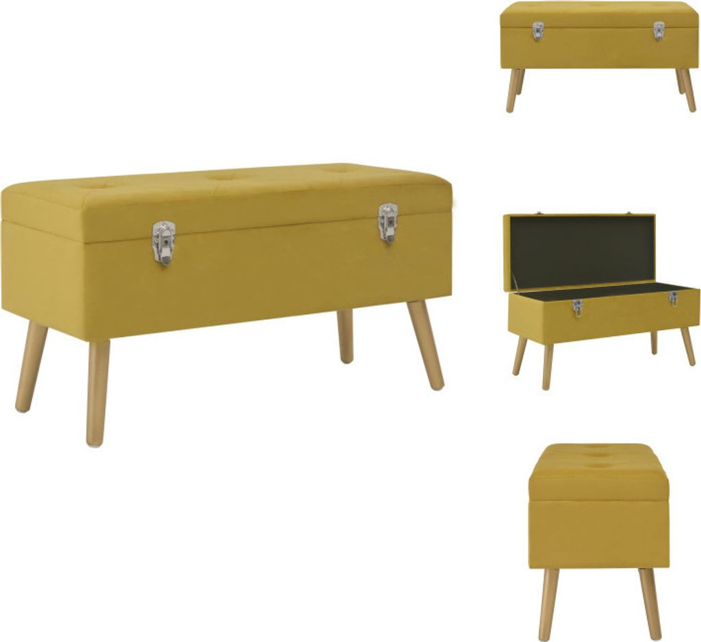 vidaXL Bank mit Stauraum 80 cm Senfgelb Samt - Truhen- & Flurbänke