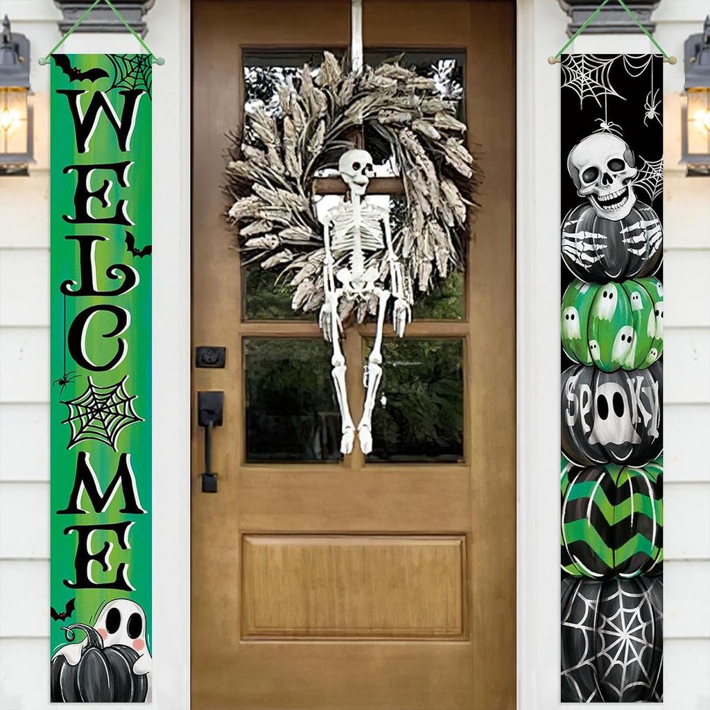 Halloween Veranda Banner Schädel Kürbis Spooky Geist Hand Skelett Hängende Banner Flagge Urlaub Dekoration Home Outdoor Decor