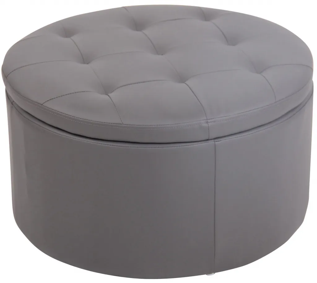 Pouf Evora gris CLP en similicuir résistant et assise confortable