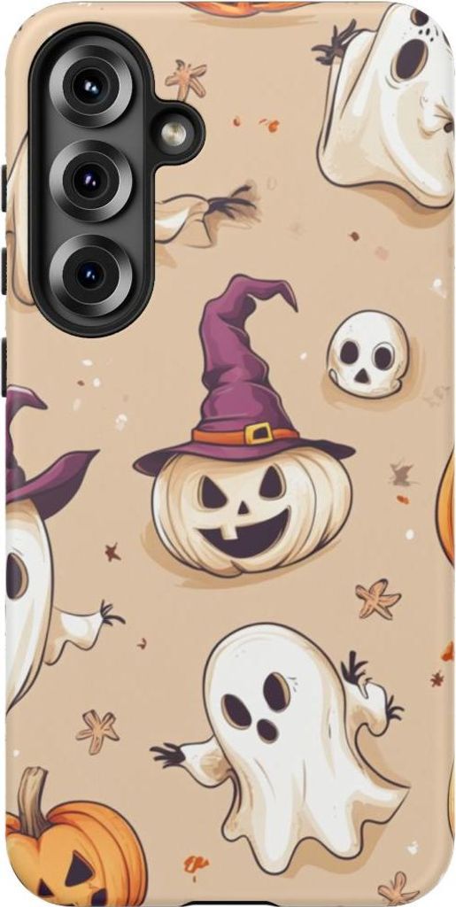 Verspieltes Halloween-Motiv mit Geistern und Kürbissen – Hülle Kompatibel mit Samsung Galaxy S25 Plus