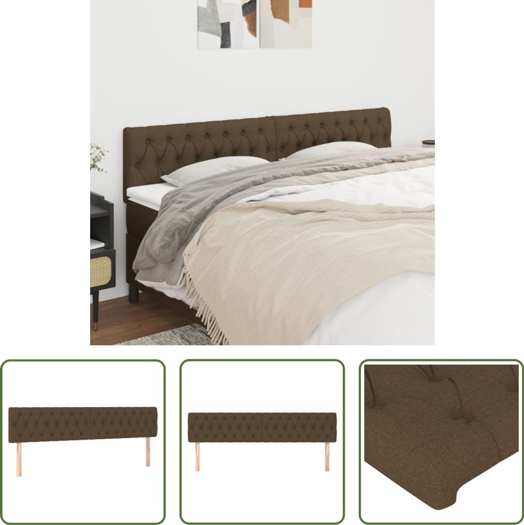 The Living Store Kopfteile 2 Stk. Dunkelbraun 90x7x78/88 cm Stoff
