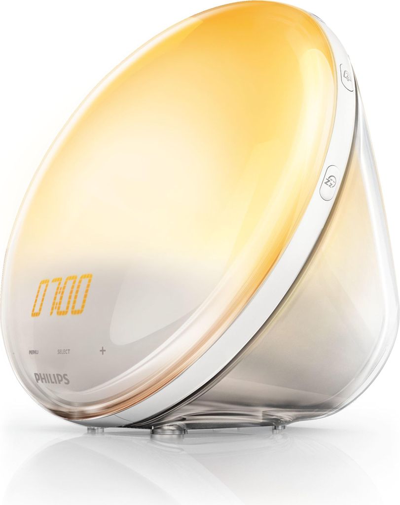 A Philips wake-up light alarm clock with a sunrise simulation.
