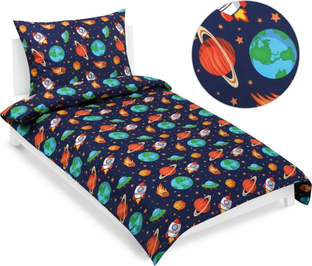 Housse de couette 140x200 coton respirant bleu et orange haute qualité