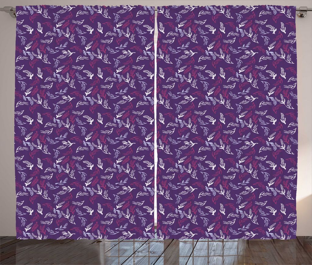 ABAKUHAUS Blatt Rustikaler Vorhang, Abstrakte Blumen-Blätter-Muster, Wohnzimmer Universalband Gardinen mit Schlaufen und Haken, 280 x 225 cm, Quar...