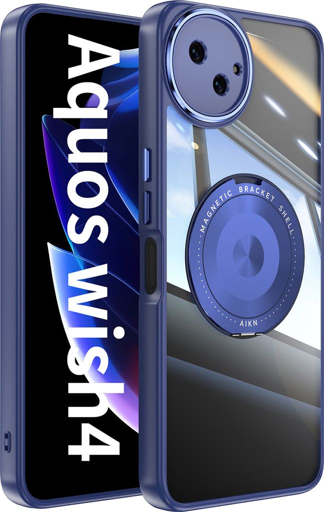 Handyhülle für Transparent Militärschutz mit Magnetring Ständer und Kameraabdeckung Blau