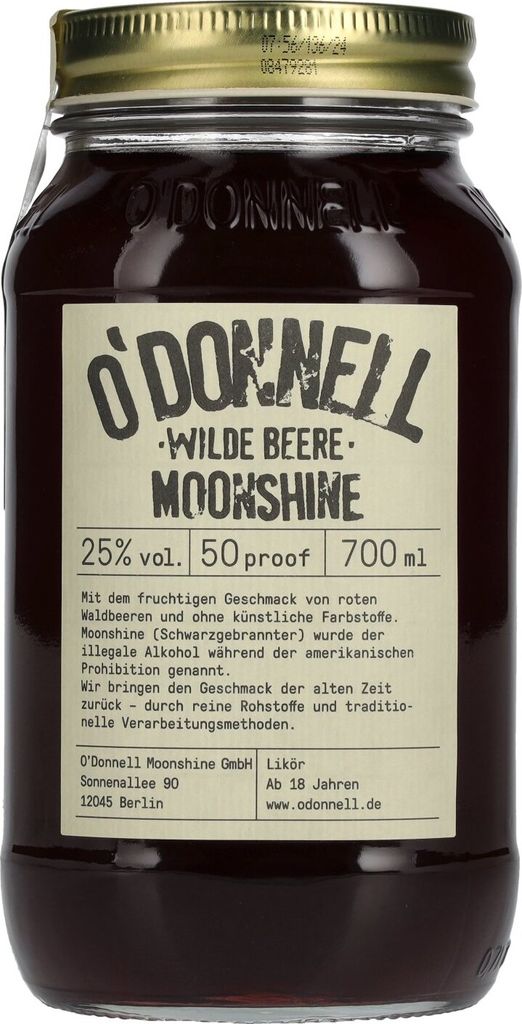 O'Donnell Wilde Beere Moonshine Likör, 25% Vol. 0,7 l Produktbild 