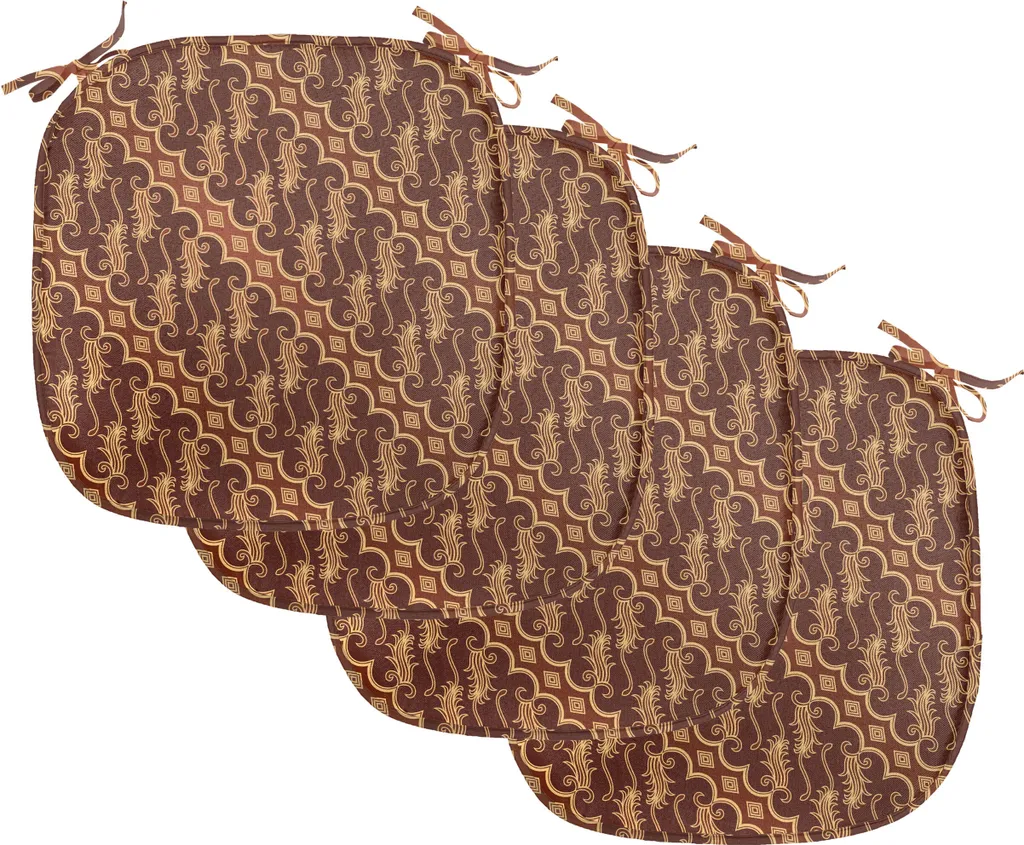 ABAKUHAUS Lot de 4 Coussins de Chaise Marron Parang Barong 40x40 cm