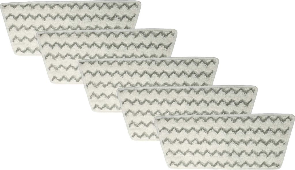 vhbw 5x Wischbezug Ersatz für Vileda 161717 für Dampfreiniger - Mikrofaser Grau Weiß