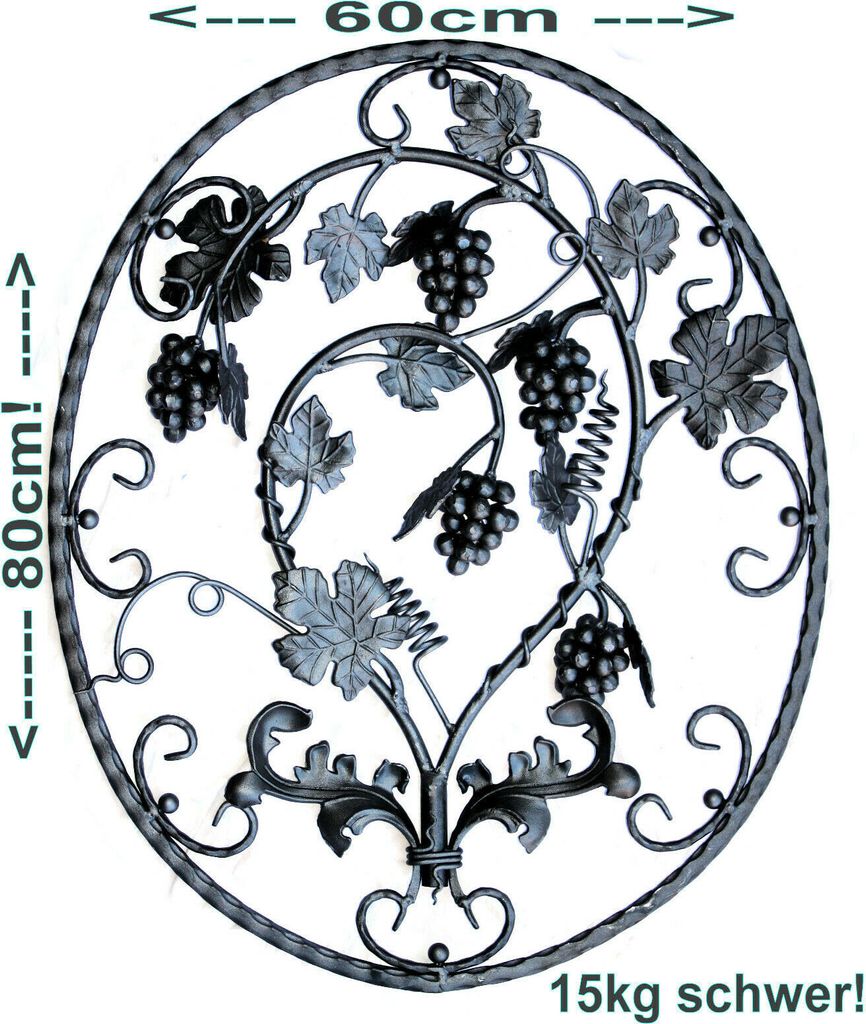 UHRIG Schmiedeeisen Ornament mit Weintrauben, Element für z.B. Geländer, Zaun, Gitter uvm.