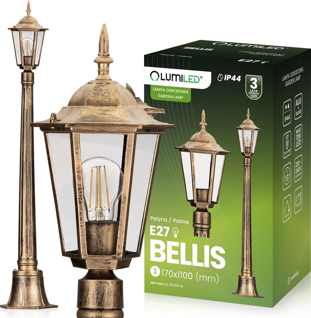 LUMILED lucerna vintage vonkajšie cestné svetlo 230V 1m Obrázok produktu 