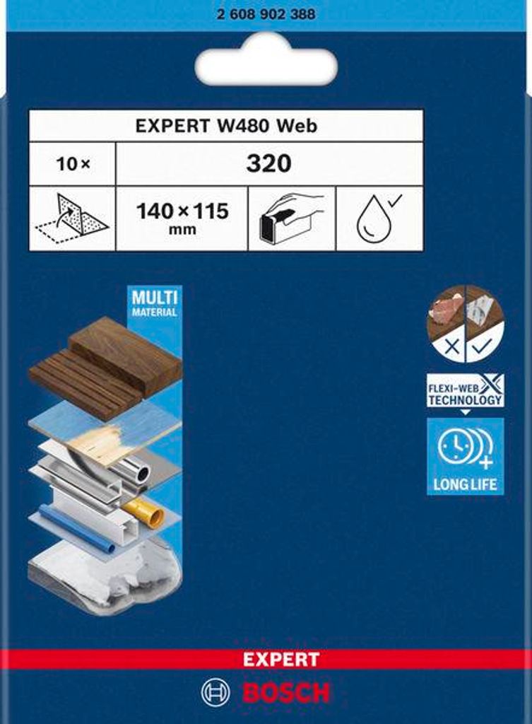 EXPERT W480 Web Handschleifblatt, K320, 10-tlg.