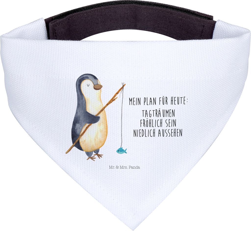 Mr. & Mrs. Panda Hunde Halstuch Pinguin Angler - Weiß - Geschenk, Für, Tuch, Bandana, Hobby, Hundehalstuch, Urlaub, Angel, Hunde-Halstuch, Plan, ...