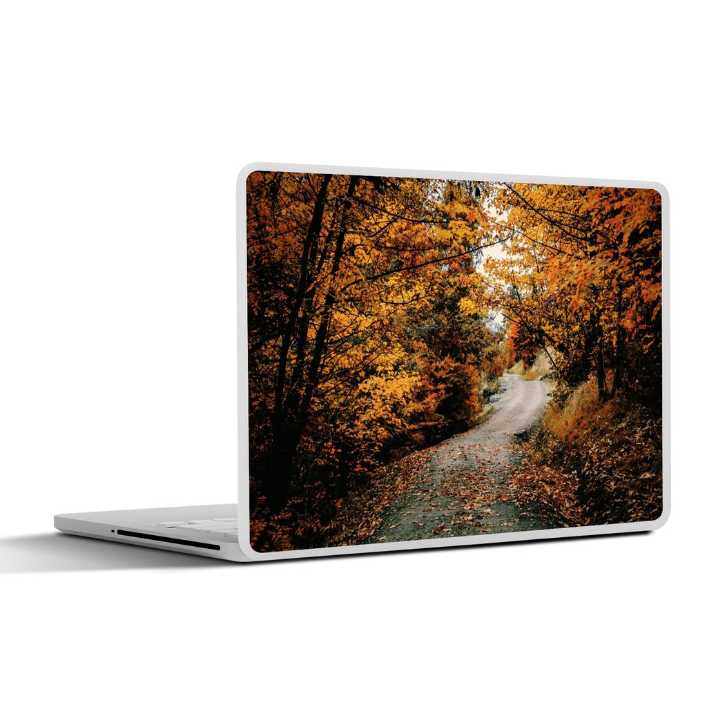 MuchoWow Laptop Aufkleber Sticker Cover Herbstwald - Weg - Laub - Ländlich 25x18 cm - Laptop-Deko