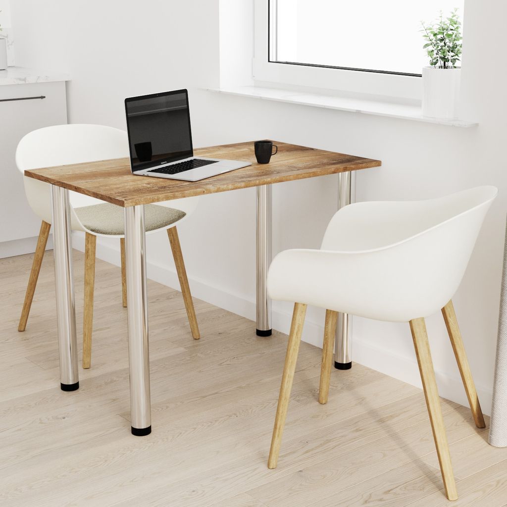 AKKE Retro-Holz Küchentisch mit chrom beine LxBxH: 80x60x74 cm