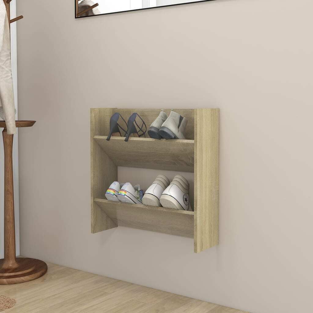 CLORIS Wand-Schuhschrank Sonoma-Eiche 60x18x60 cm Holzwerkstoff, 7,7 kg