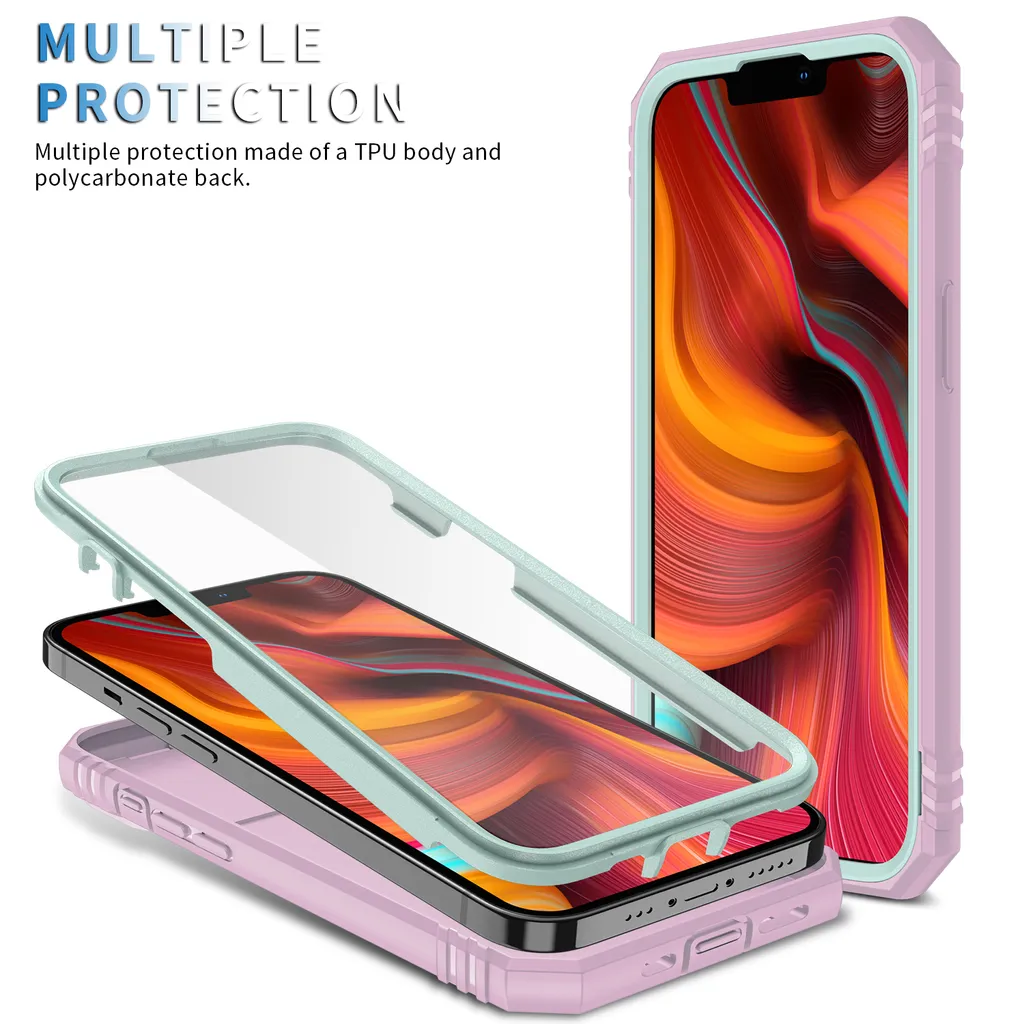 Cover Protettiva iPhone 13 Mini Rosa Verde con Porta Carte e Supporto - 3
